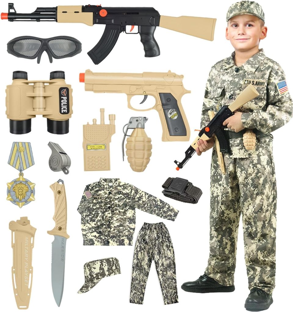 Army Costume For Kids, Military Soldier Costumes For Boys, Halloween Costumes Dress Up Role Play Set