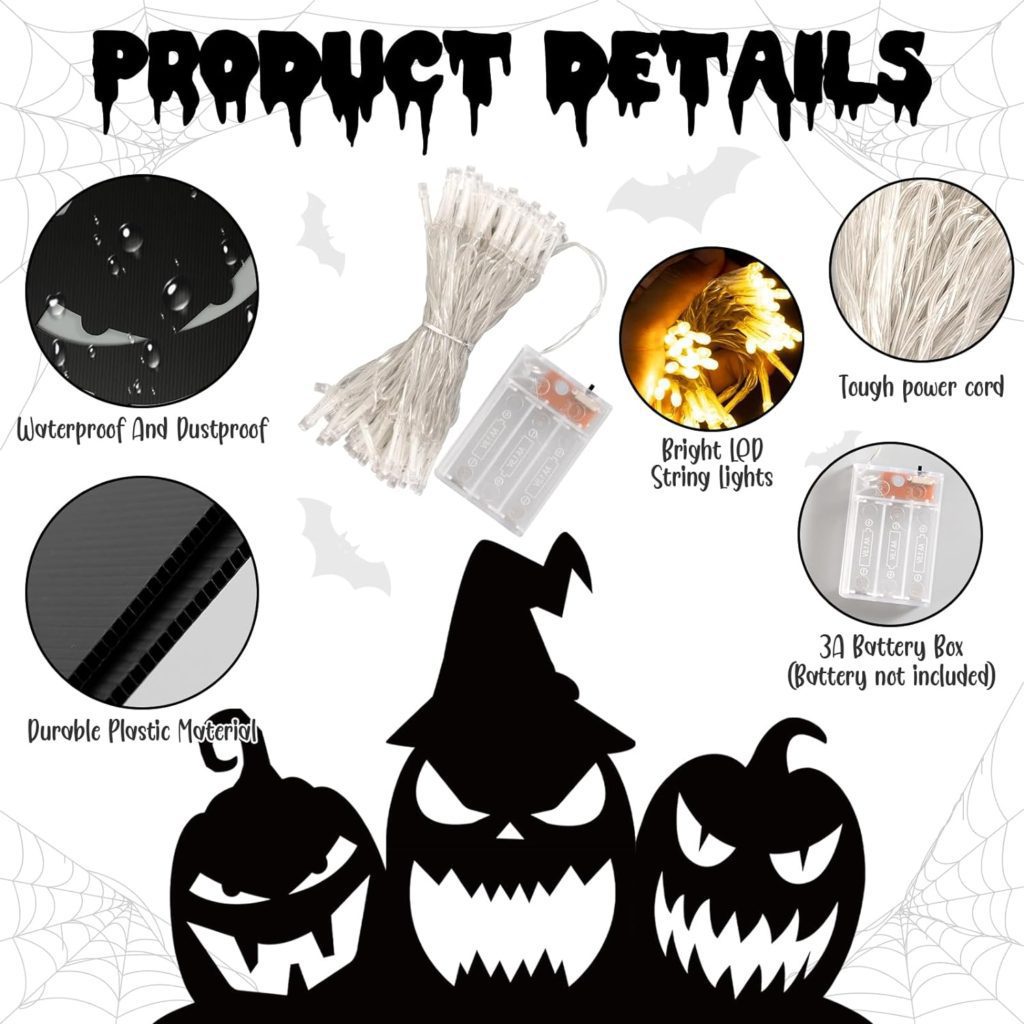 Halloween Garage Door Decorations - Scary Halloween Silhouette with Lights, Black Pumpkin Cutout Set for Outdoor Halloween Garage Door Wall Yard Decor