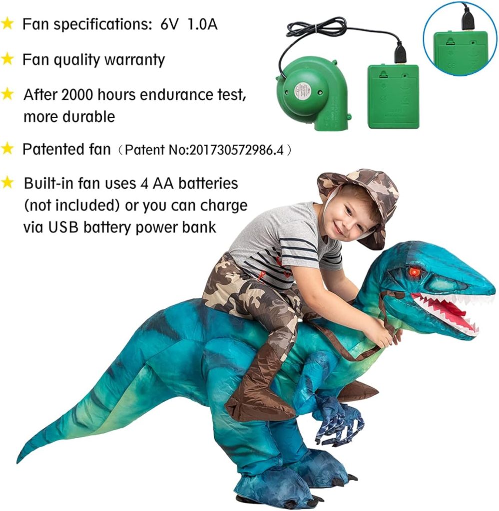 Inflatable Dinosaur Costume for Kids Halloween Costumes Boys Girls Funny Blow up Costume for Halloween Party Cosplay