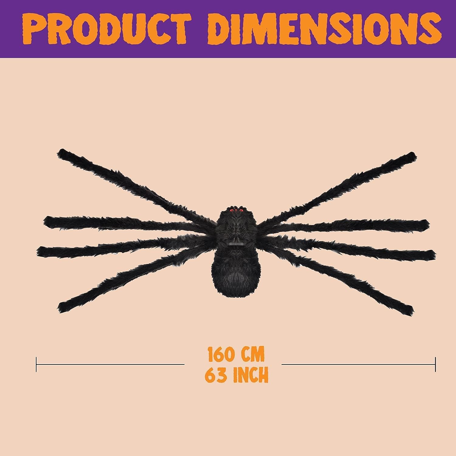 JOYIN 2 Pack 5 Ft. Halloween Outdoor Decorations Hairy Black Spider, Scary Giant Spider Fake Large Spider Hairy Spider Props for Halloween Yard Decorations Party Decor