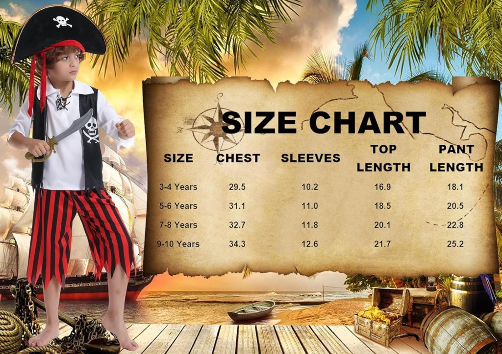 RAAIBB Boys Pirate Costume Kids Halloween Costume Cosplay Role Play with Deluxe Accessories Birthday Gifts