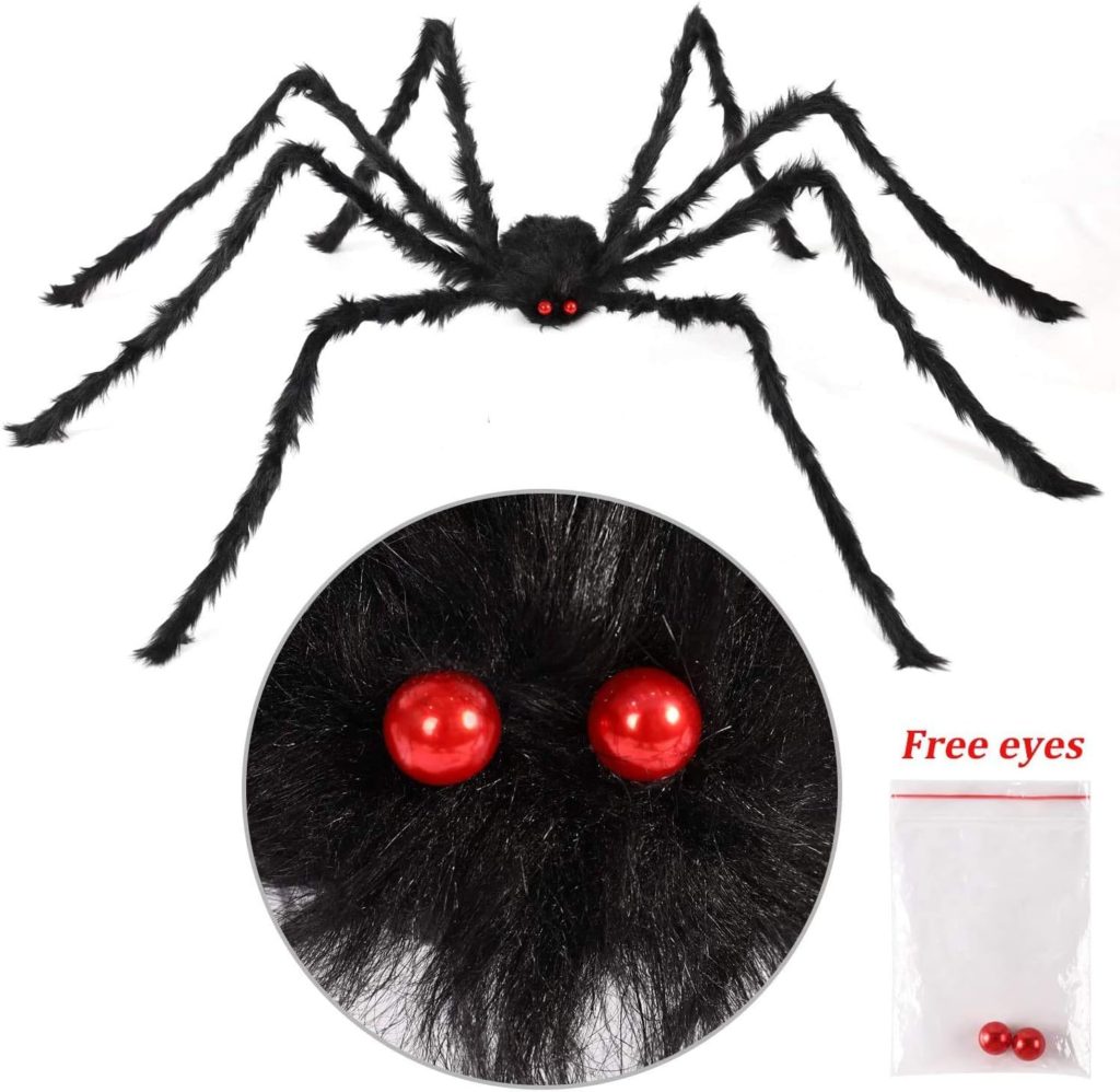 Sizonjoy 6.6 Ft Halloween Decorations Giant Spider,Scary Hairy Large Spider Props for Halloween Outdoor Yard Decorations,Party Decor, Black