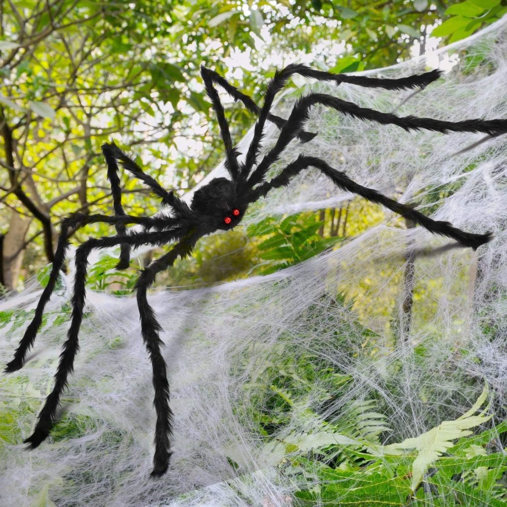 Sizonjoy 6.6 Ft Halloween Decorations Giant Spider,Scary Hairy Large Spider Props for Halloween Outdoor Yard Decorations,Party Decor, Black