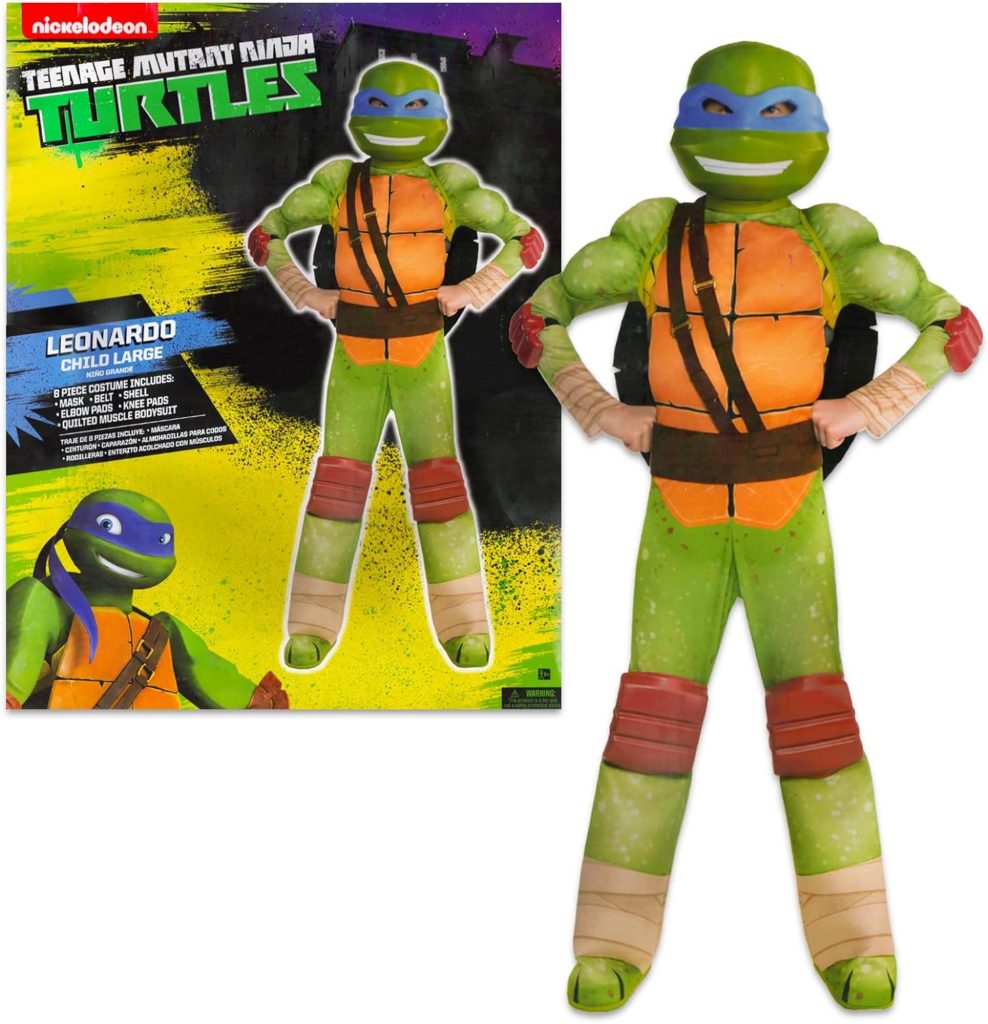 Teenage Mutant Ninja Turtles Costumes for Boys - TMNT Halloween Costume for Kids with Muscle Bodysuit, Mask, Shell, More