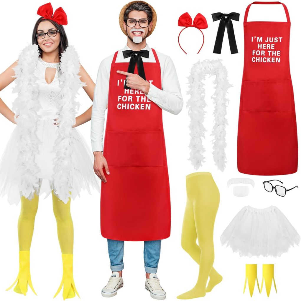 Xtinmee 2 Sets Couple Costume for Halloween Party Old Men and Side Chick Costume Set for Adult Men Women