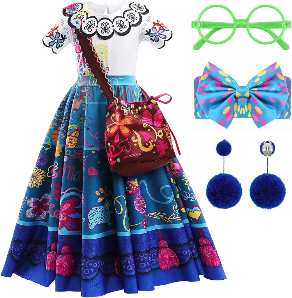 YOJOJOCO Encanto Dress Costume for Girls Mirabel Dress Up for Kids Toddler Isabella Halloween Costume Outfits Cosplay