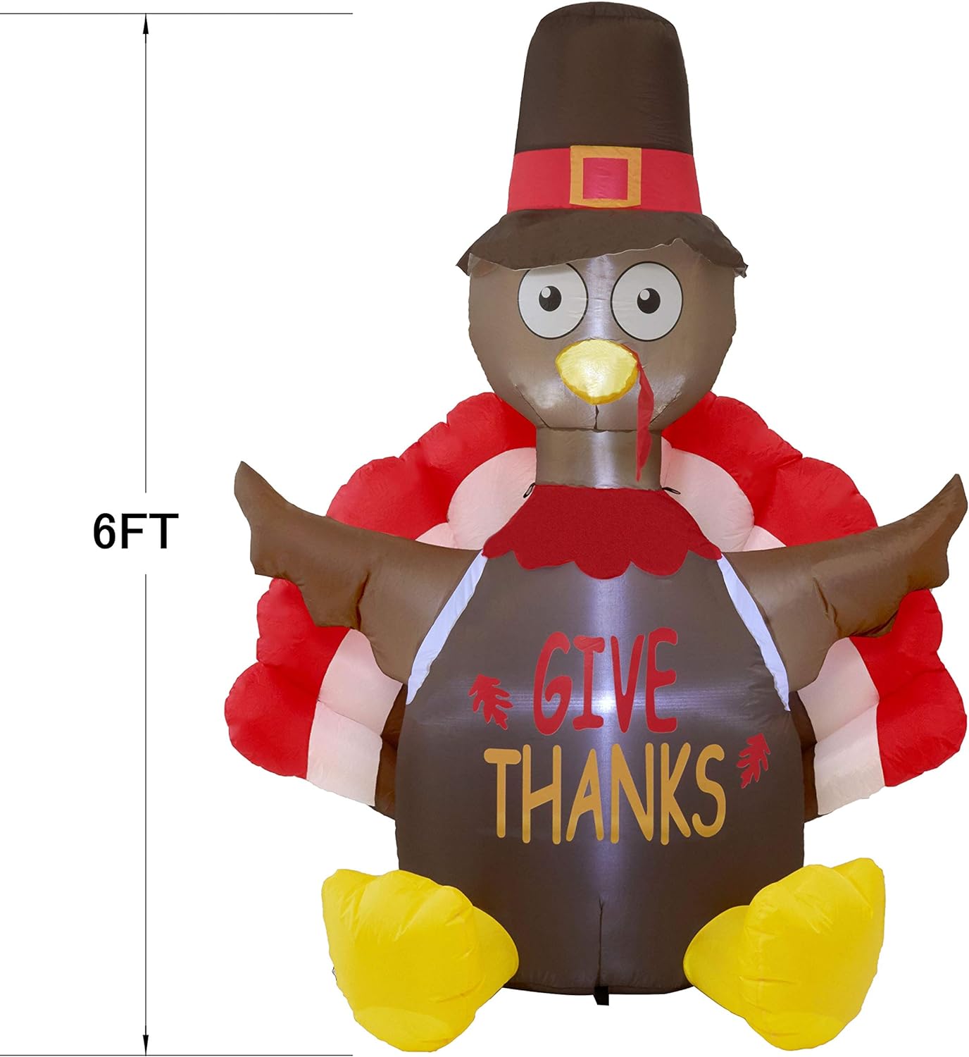 Twinkle Star 5 FT Inflatable Lighted Turkey Happy Thanksgiving Yard Decor Display Autumn Fall Outdoor Decoration