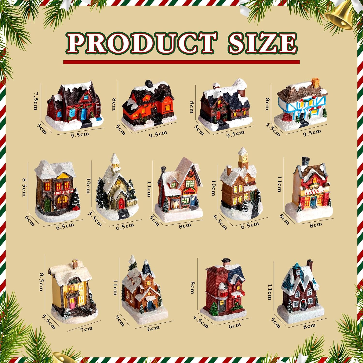 105 Pcs Vinsot Christmas Village Set Lighted LED Christmas Village Houses Mini Village Collectible Buildings with Xmas Figurine Tree Snowmen Gift Town Scene Village Displays Table Decor (Stylish)