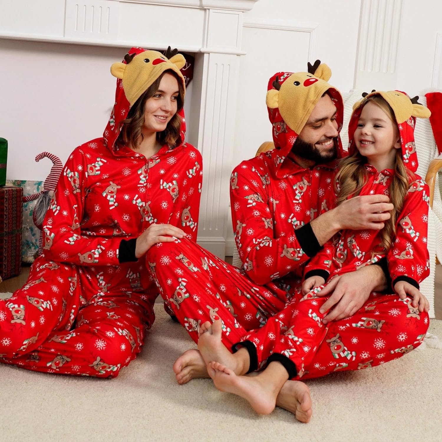 Adisputent Christmas Pajamas for Family Matching Cute Long Sleeve Couples Soft Sleepwear One Piece Funny Christmas Pjs Sets