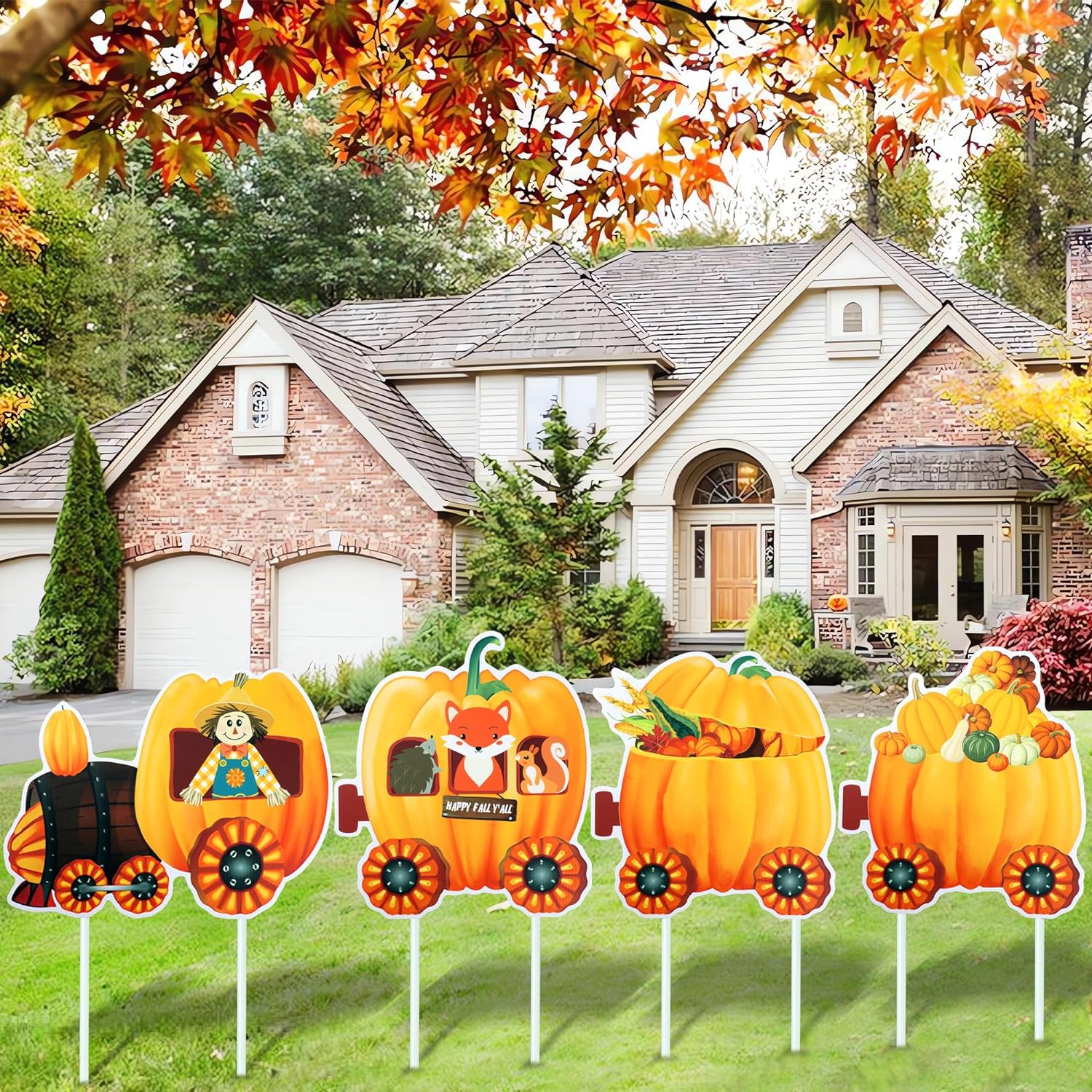 Amazon.com : Fall Yard Signs Pumpkin Train Lawn Signs Thanksgiving Outdoor Decorations Autumn Harvest Plastic Garden Signs with Stakes for Thanksgiving Party Home Holiday Decor, 4 Pieces : Patio, Lawn  Garden