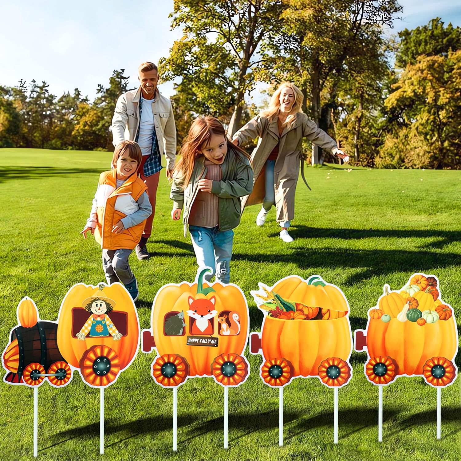 Amazon.com : Fall Yard Signs Pumpkin Train Lawn Signs Thanksgiving Outdoor Decorations Autumn Harvest Plastic Garden Signs with Stakes for Thanksgiving Party Home Holiday Decor, 4 Pieces : Patio, Lawn  Garden