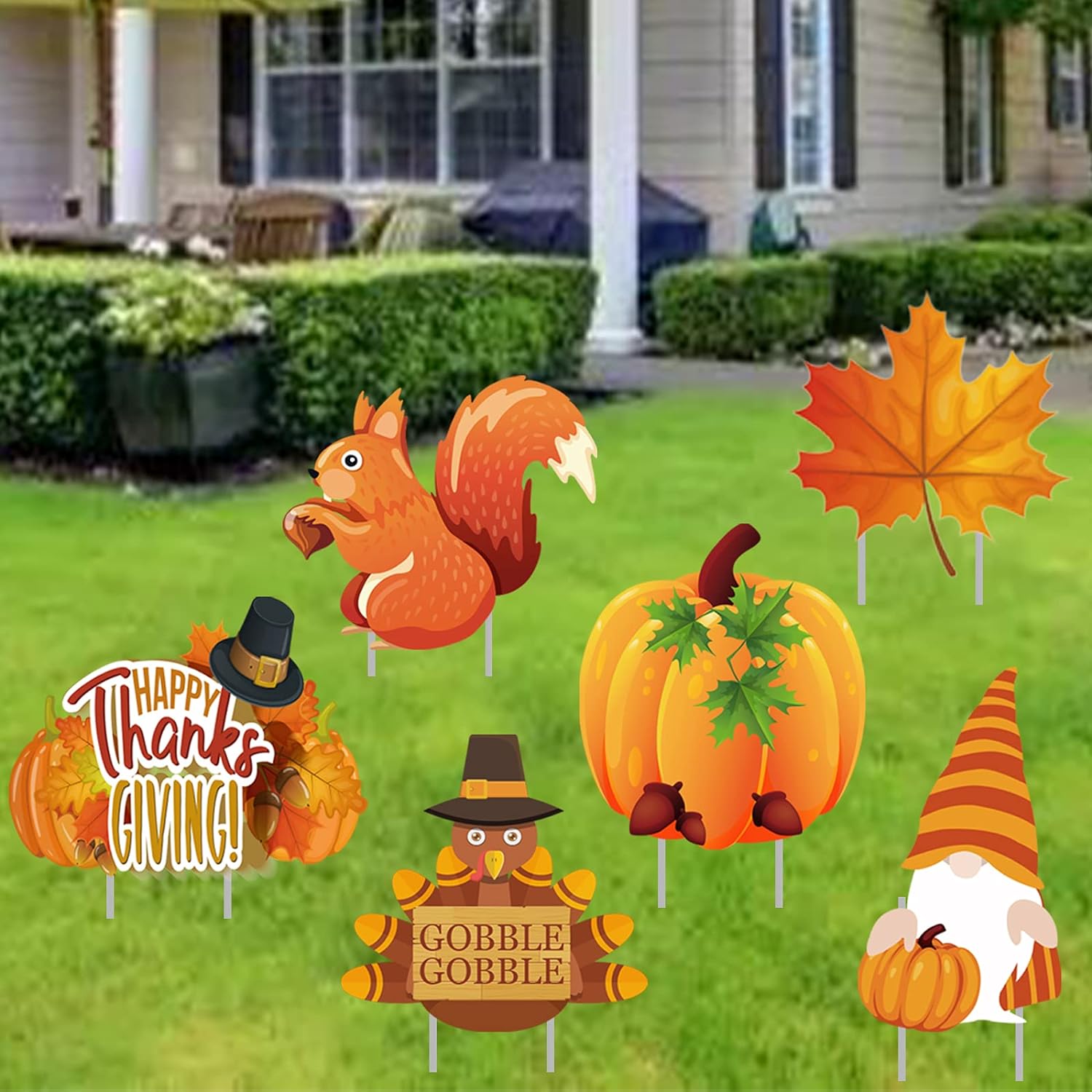 Amazon.com : Thanksgiving Yard Signs Stakes Outdoor Decorations - 6PCS Fall Lawn Decorations Signs - Maple, Squirrel, Turkey, Gnome, Pumpkin Corrugated Yard Decorations for Fall Thanksgiving Decorations Outside : Patio, Lawn  Garden