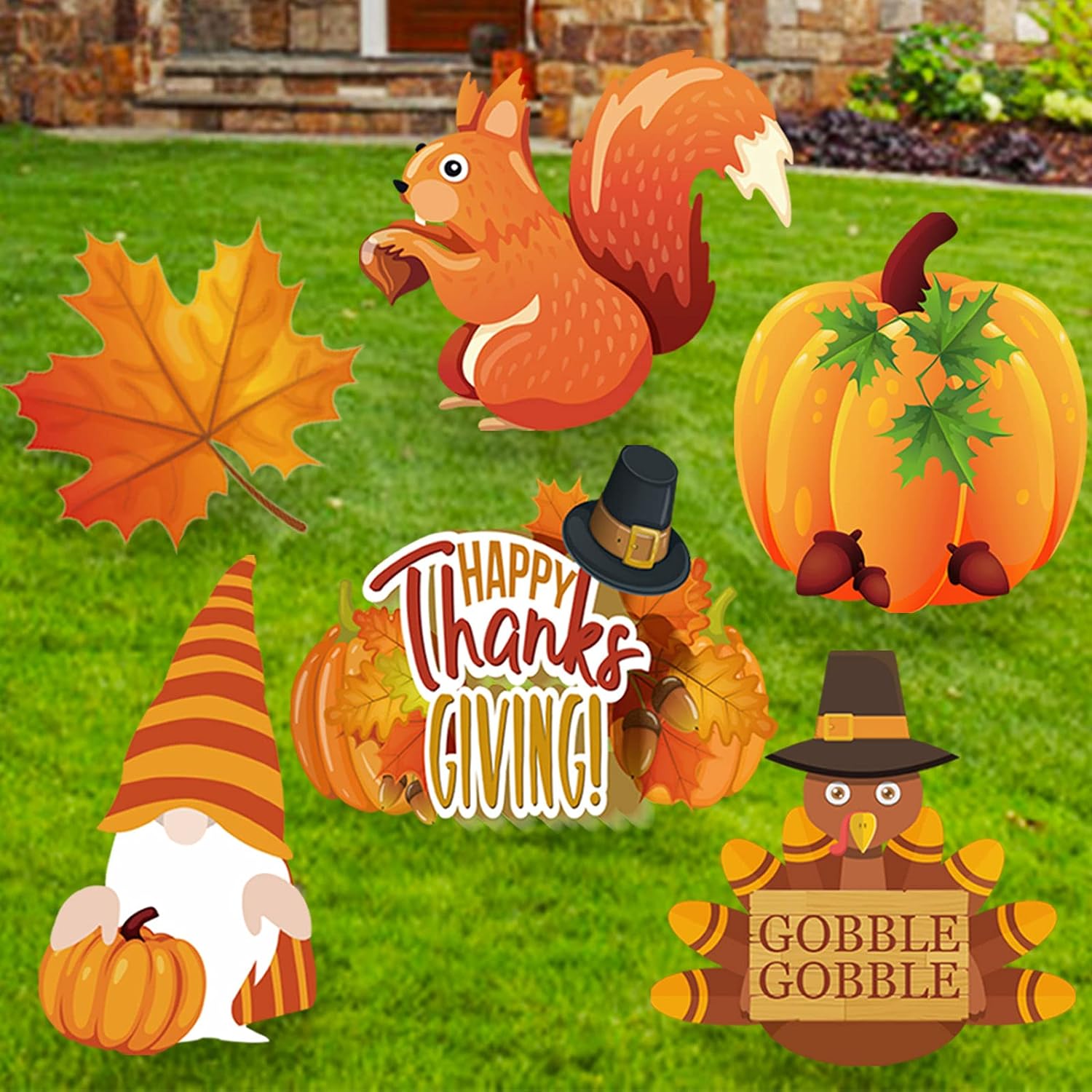 Amazon.com : Thanksgiving Yard Signs Stakes Outdoor Decorations - 6PCS Fall Lawn Decorations Signs - Maple, Squirrel, Turkey, Gnome, Pumpkin Corrugated Yard Decorations for Fall Thanksgiving Decorations Outside : Patio, Lawn  Garden