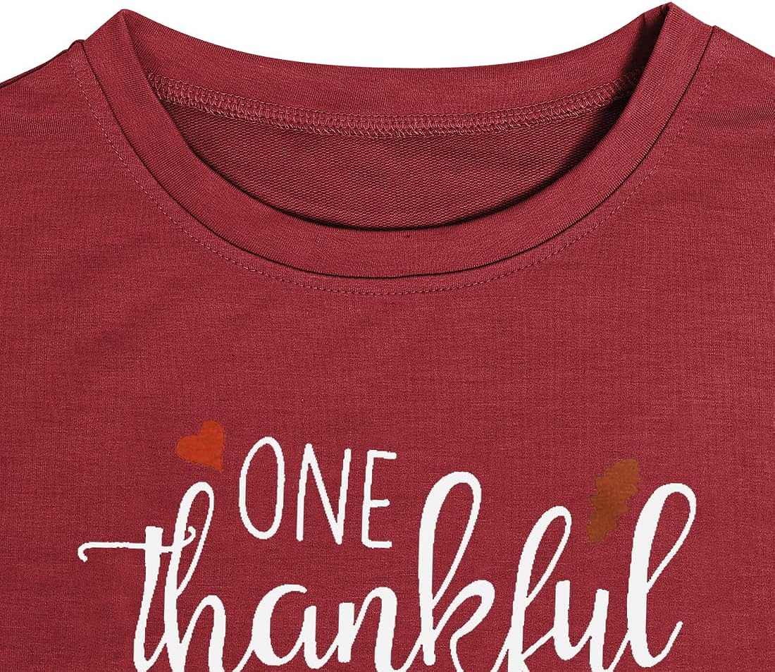 BANGELY One Thankful Mama Sweatshirt Women Thanksgiving Casual Long Sleeve Top Tees Mom Gift Shirts