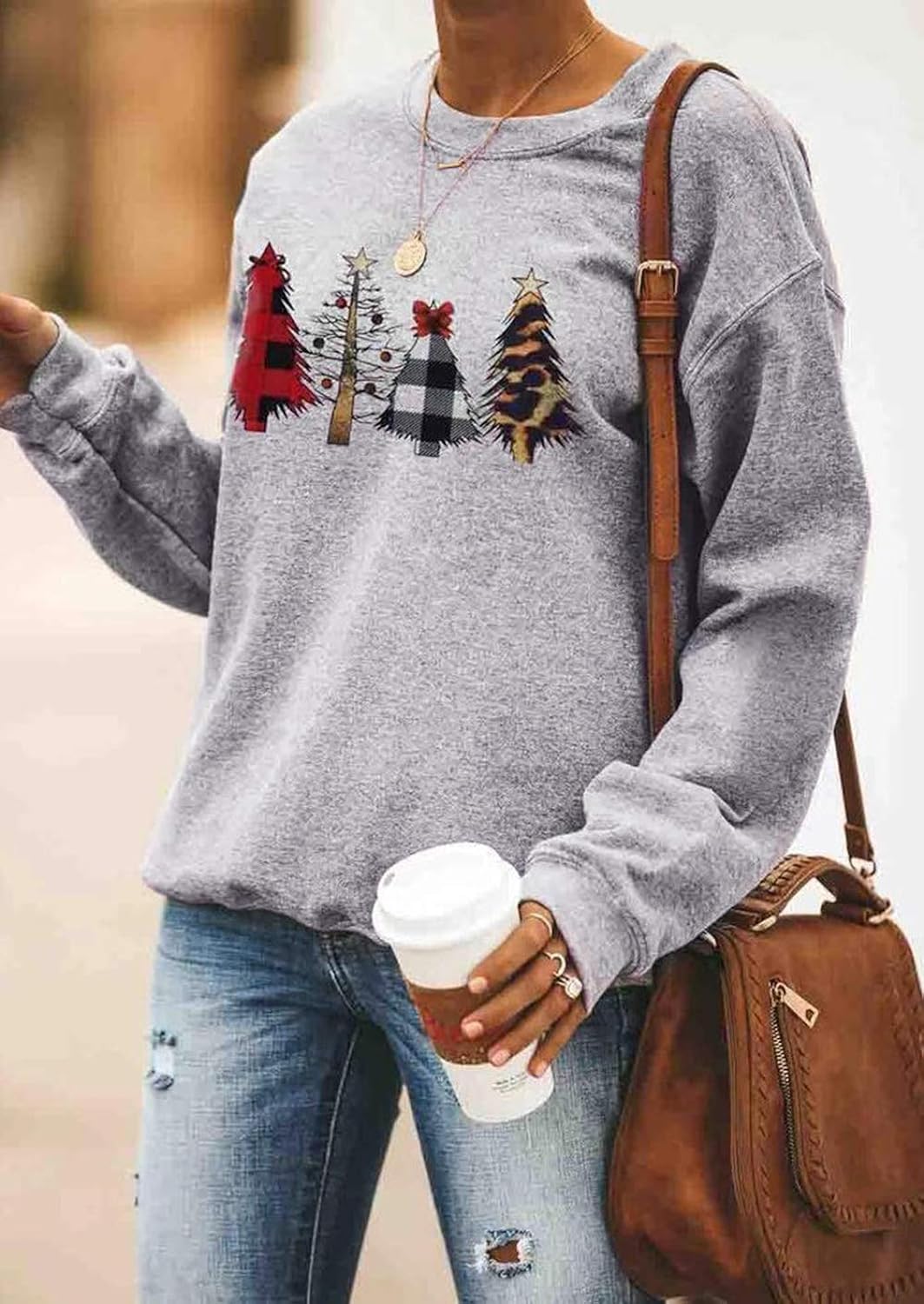 Barlver Women Christmas Fleece Sweaters Long Sleeve Fuzzy Sweatshirts Holiday Graphic Shirts