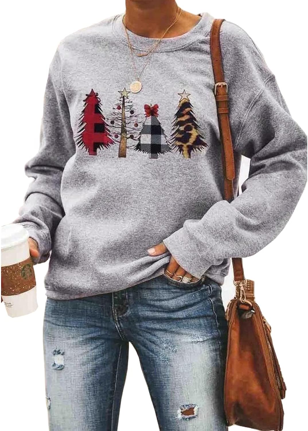 Barlver Women Christmas Fleece Sweaters Long Sleeve Fuzzy Sweatshirts Holiday Graphic Shirts