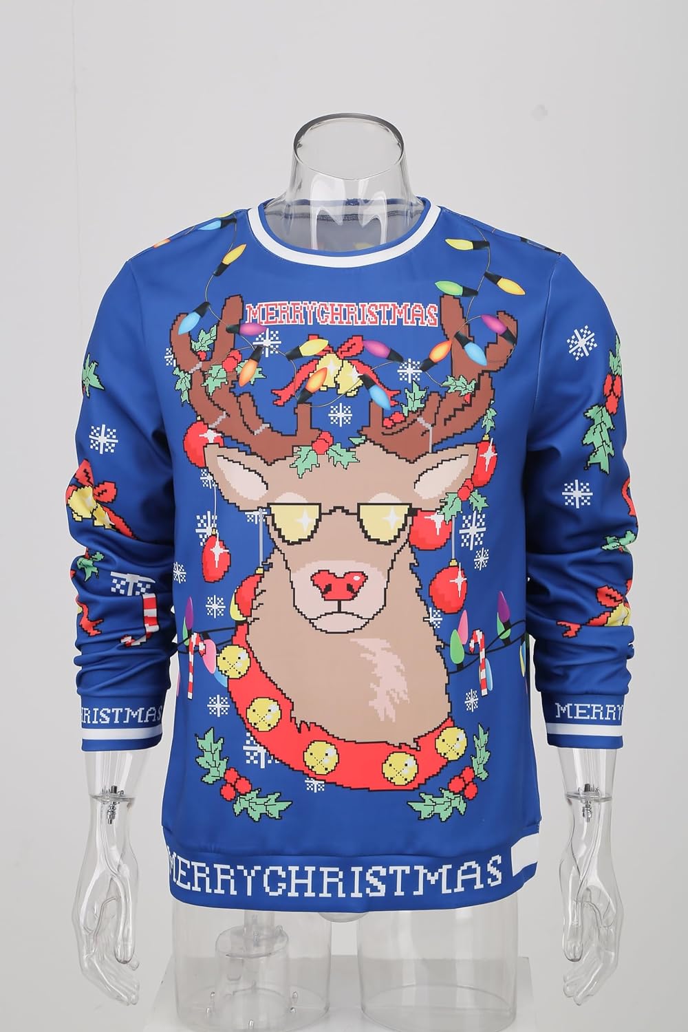 Colorful House Unisexs Ugly Christmas Jumper Sweater Printed Pullover, 3D Digital Print Sweatshirt