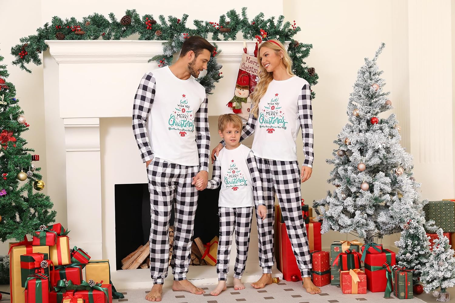 iClosam Matching Family Pajamas Set Striped Christmas Pajamas Sleepwear Dad Mom PJs