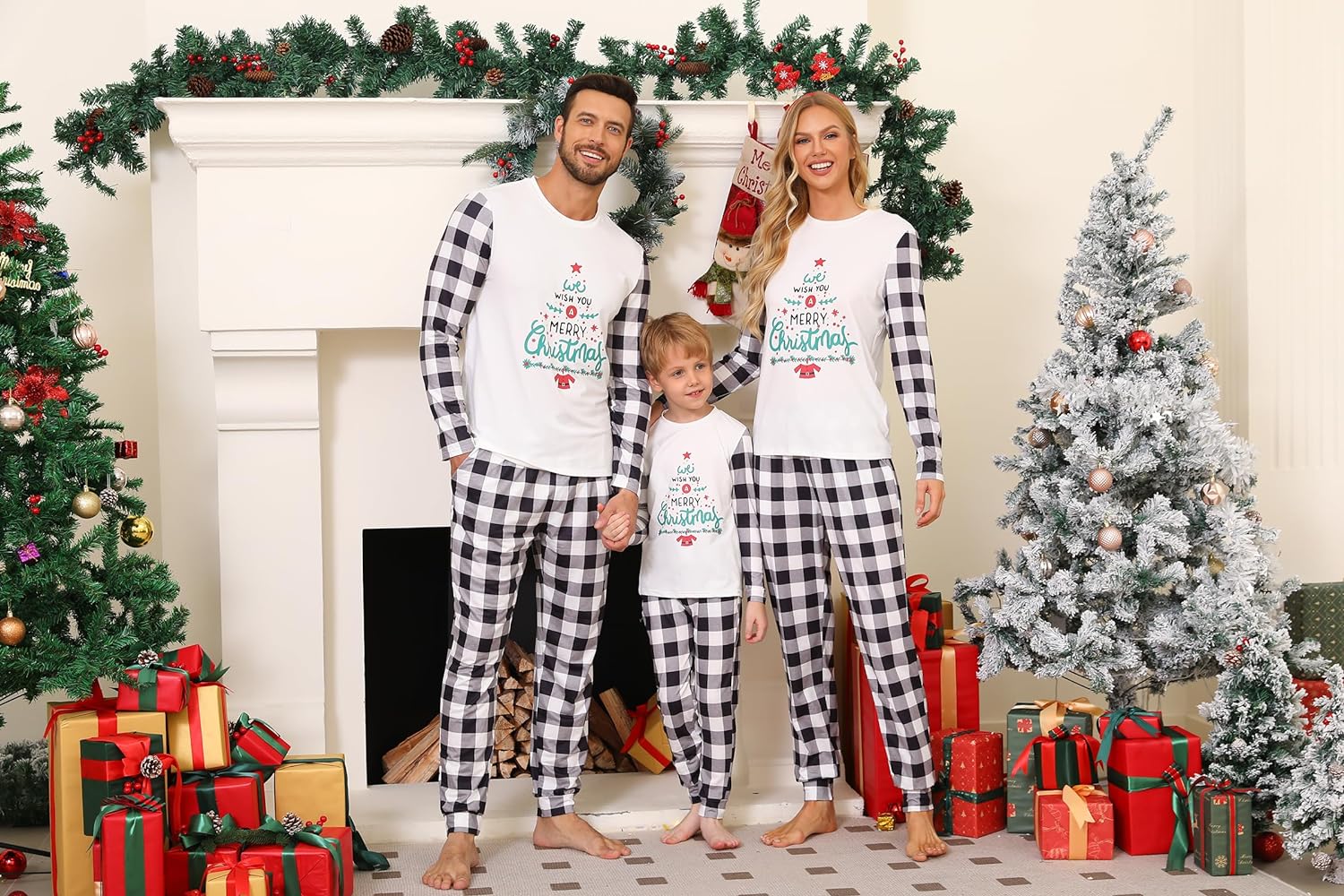 iClosam Matching Family Pajamas Set Striped Christmas Pajamas Sleepwear Dad Mom PJs