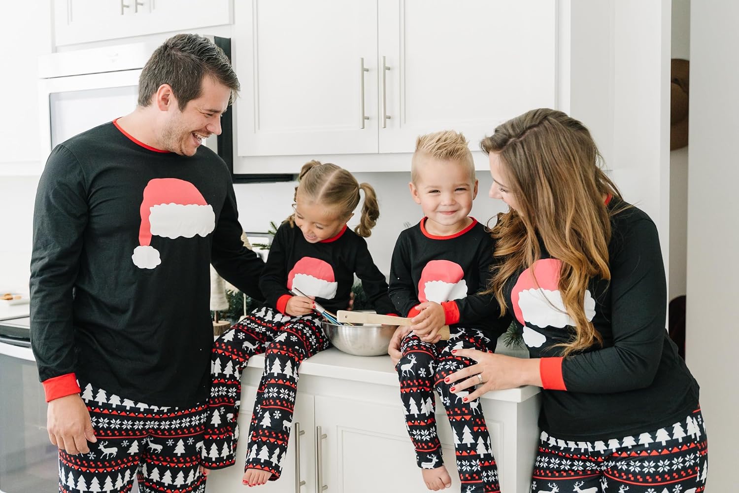 IFFEI Matching Family Pajamas Sets Christmas PJs Letter Print Top and Plaid Pants Jammies Sleepwear