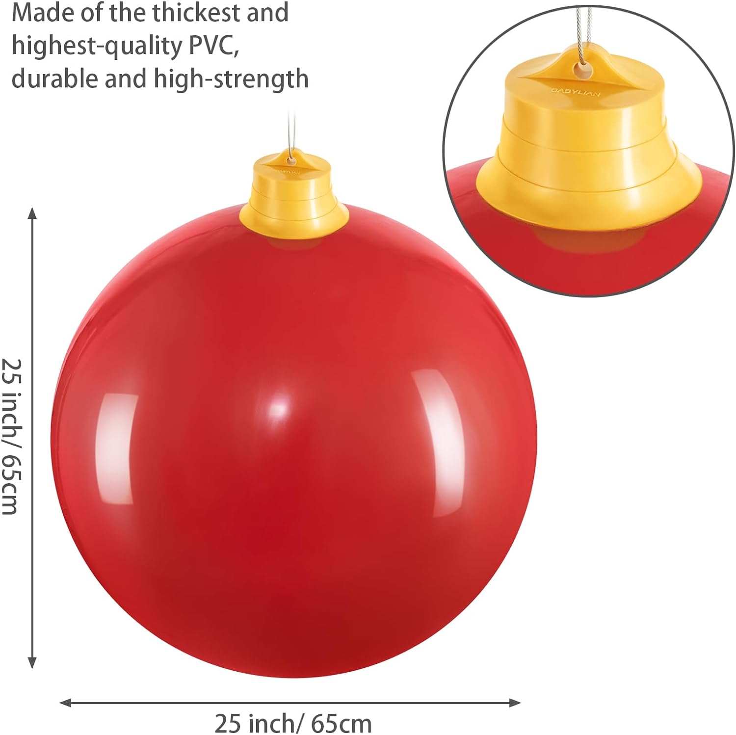 Inflatable Christmas Ornaments,18 25 Christmas Oversized Ornament, Christmas Ball Decorations Indoor Outdoor, Use as Festive Yard Decoration(25 Red).