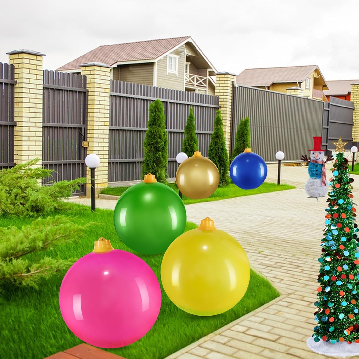 Inflatable Christmas Ornaments,18 25 Christmas Oversized Ornament, Christmas Ball Decorations Indoor Outdoor, Use as Festive Yard Decoration(25 Red).