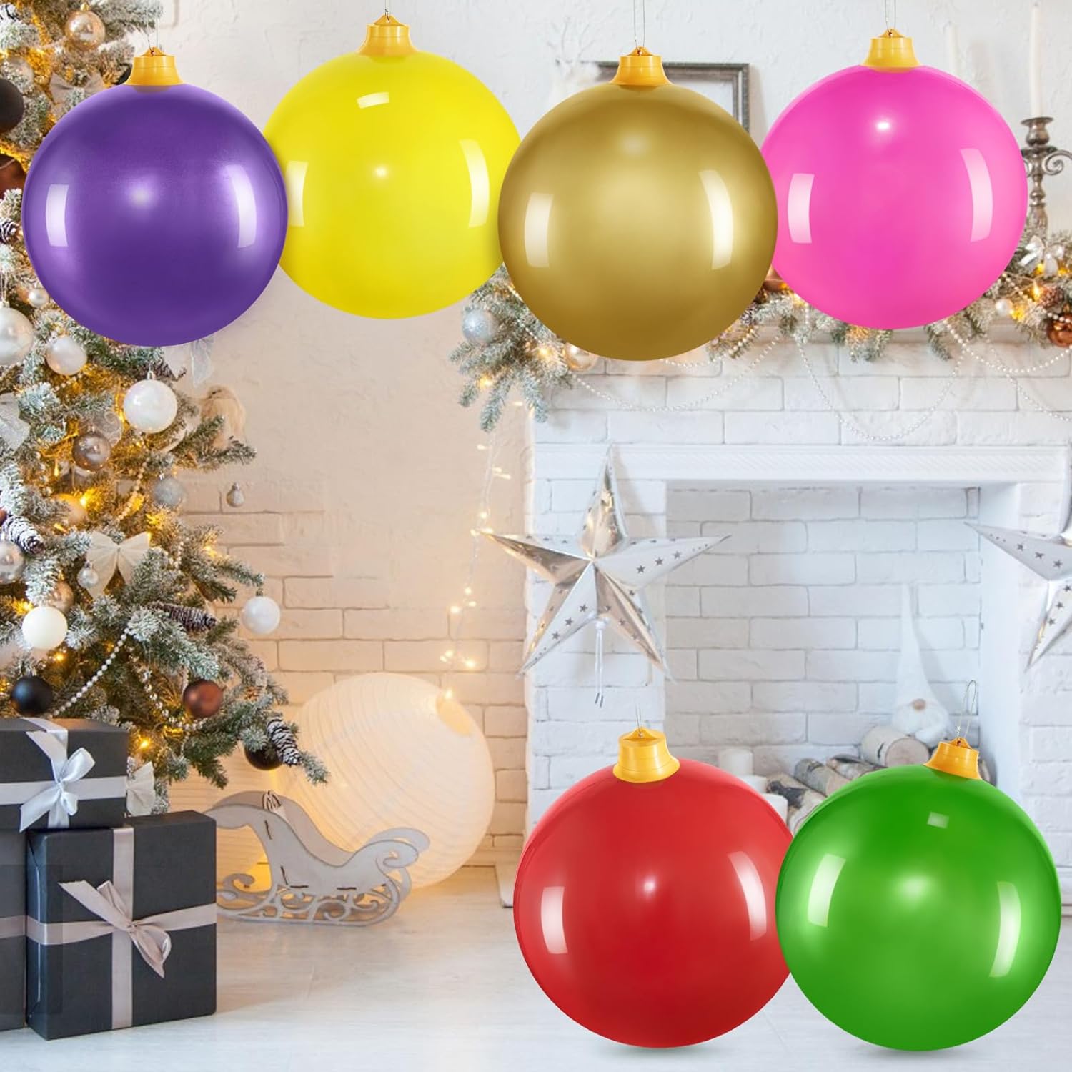 Inflatable Christmas Ornaments,18 25 Christmas Oversized Ornament, Christmas Ball Decorations Indoor Outdoor, Use as Festive Yard Decoration(25 Red).