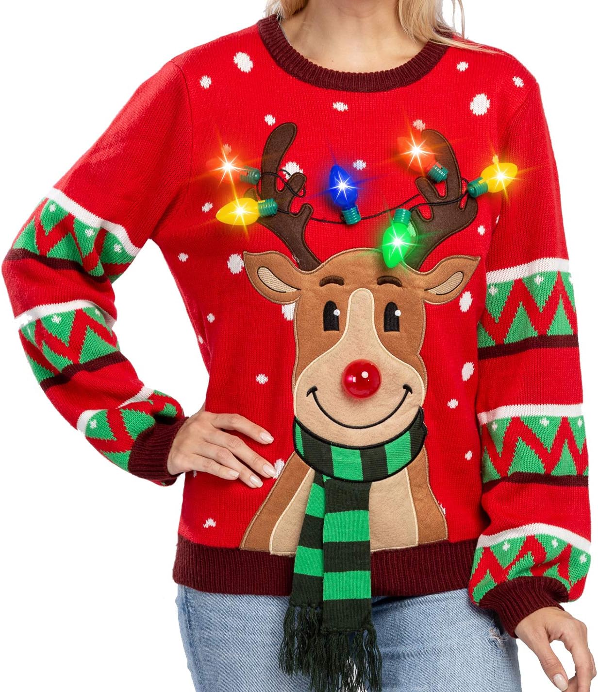 JOYIN Ugly Christmas Sweaters for Women 2023, Light Up Christmas Sweater, LED Reindeer Ugly Christmas Sweater