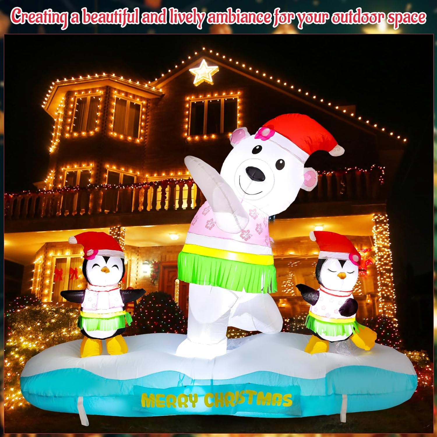 MiniInflat 6ft Christmas Inflatable Surfing Snowman Outdoor Decorations Christmas Blow up Yard Decoration with Built in LED Winter Xmas Snowman Inflatables for Holiday Party Indoor Outdoor Lawn Decor