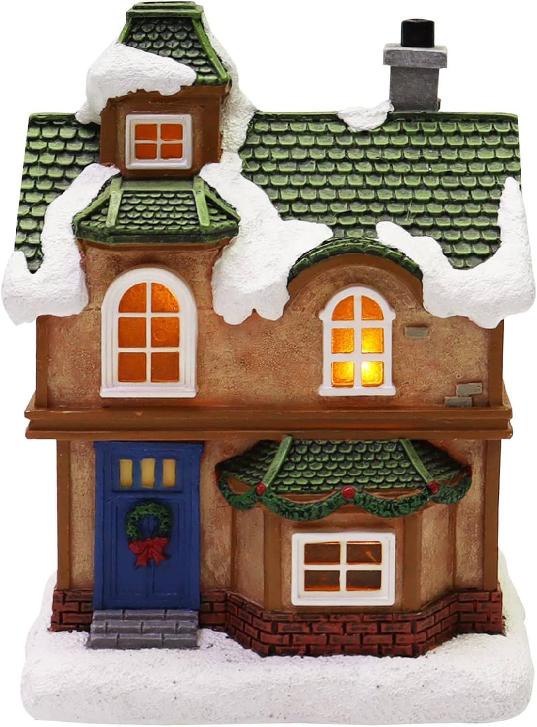 Moments in Time Christmas Village 12 pc Set, with LED Lights, Battery Operated (not Included) (5 H to 6.5 H Buildings)