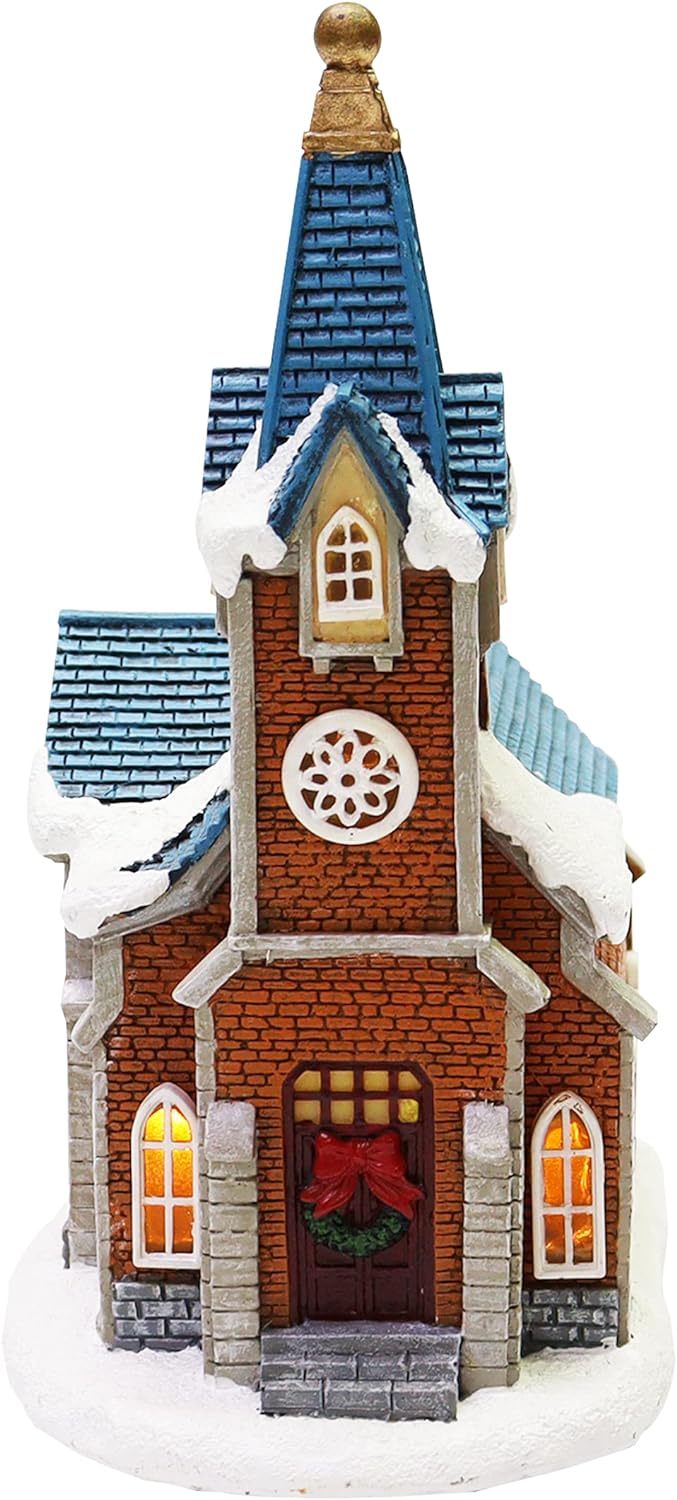 Moments in Time Christmas Village 12 pc Set, with LED Lights, Battery Operated (not Included) (5 H to 6.5 H Buildings)