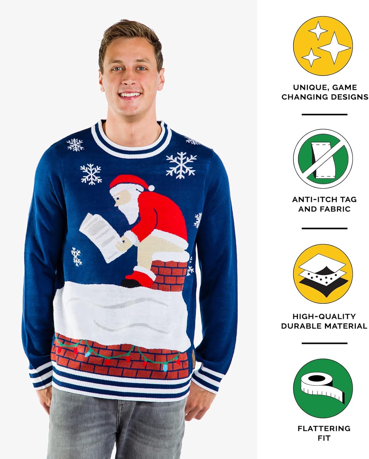 Tipsy Elves Funny Ugly Christmas Sweaters for Men - Comfy Men’s Christmas Sweater Pullovers for Holiday Parties