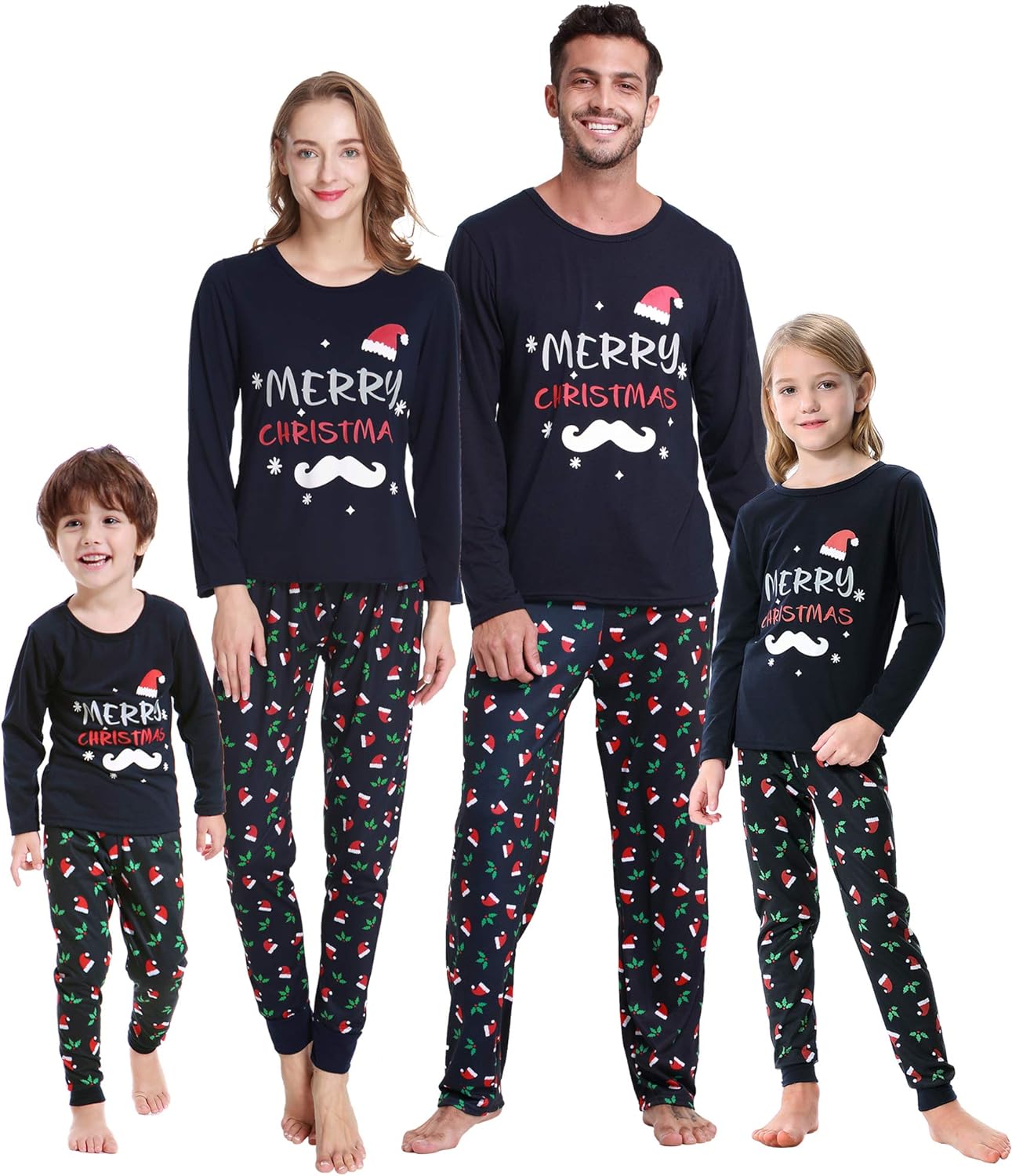 VENTELAN Family Matching Christmas Pajamas Set Holiday Santa Claus Sleepwear Xmas PJS Set for Couples and Kids