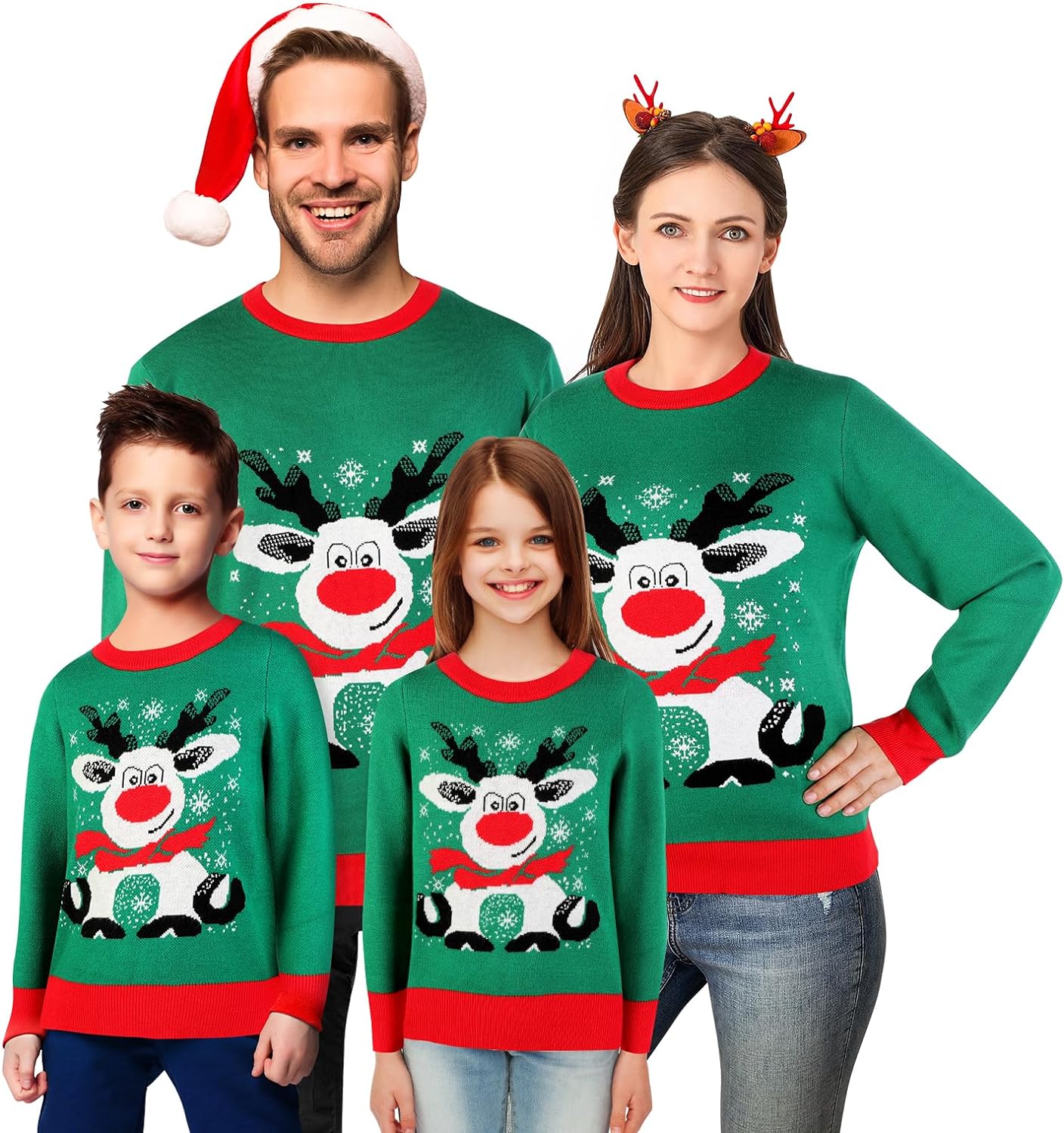 XiaoMoSha Unisex Ugly Sweater Christmas Women Men Holiday Knit Pullover Matching Ugly Christmas Sweater for Men Women Kids