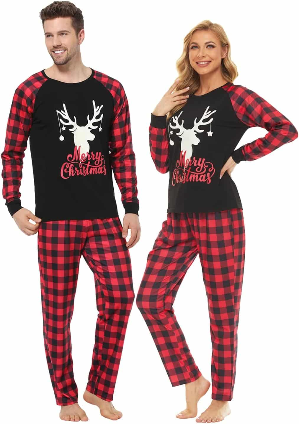 YIJIU Christmas Pajamas Cute Deer Print Long Sleeve Totem PJS Set