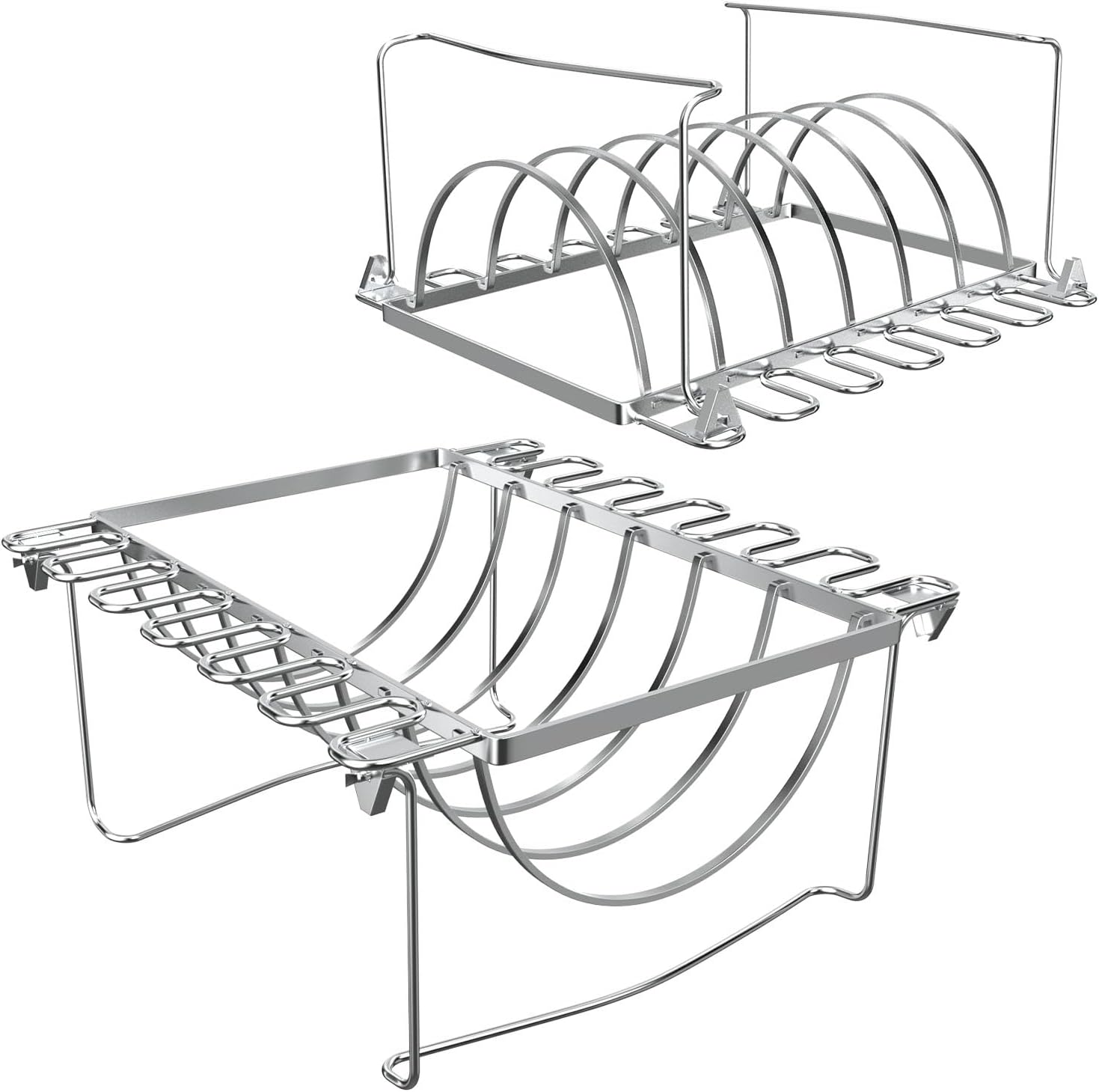 DELSbbq 3 in 1 Rib Rack, Chicken Leg Rack  Turkey Roasting for Grilling  Smoking, Holds 6 Large Ribs, 12 Chicken Leg Wing, 1 Whole Chicken. Foldable Space-Saving Chicken Drumstick Rib Racks