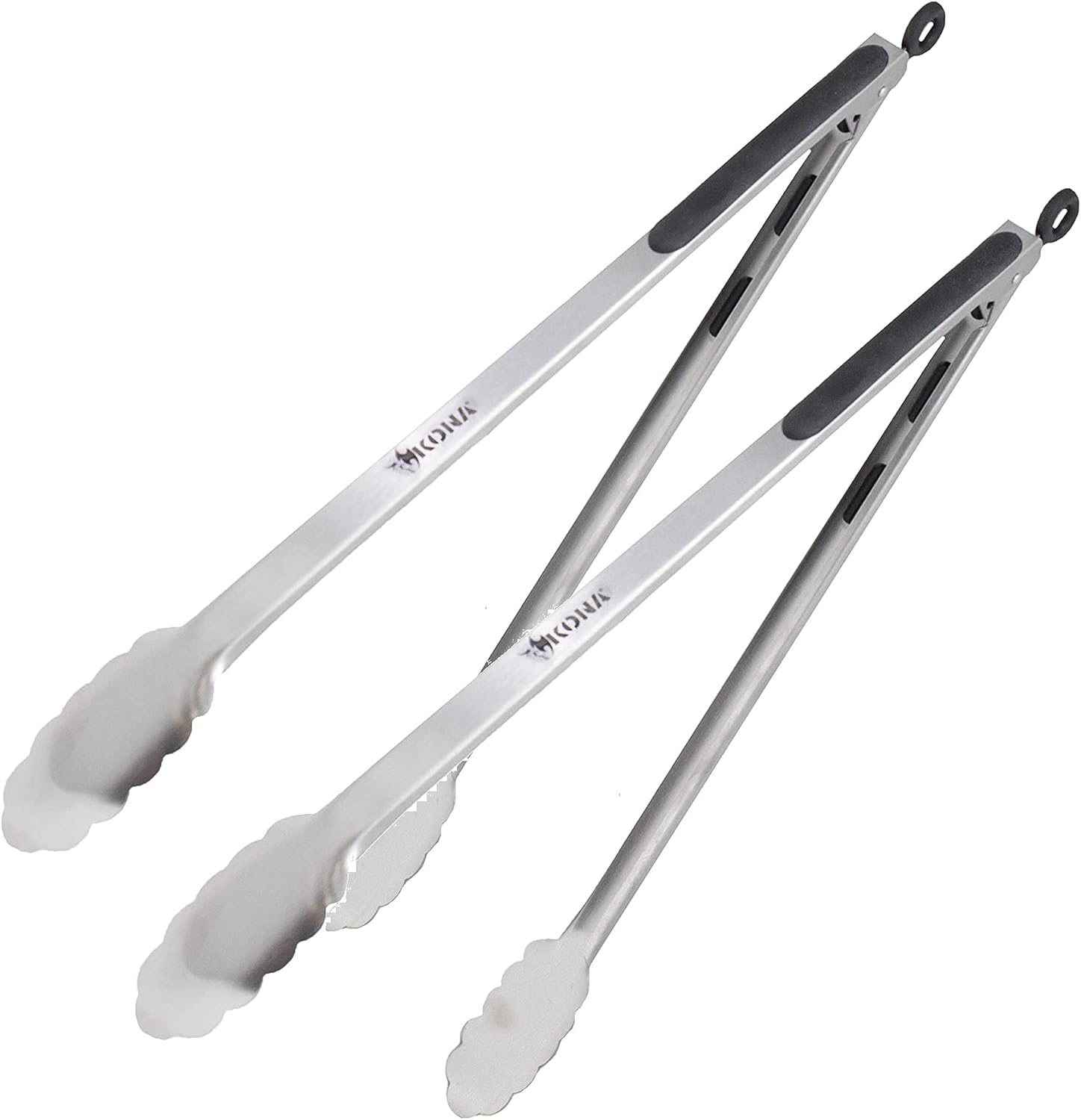 Kona Premium Stainless-Steel Locking Grill Tongs [Set of 2] 18 inch, Sturdy, Heavy Duty Tongs - Great for Cooking, Grilling, and Barbecue (BBQ)