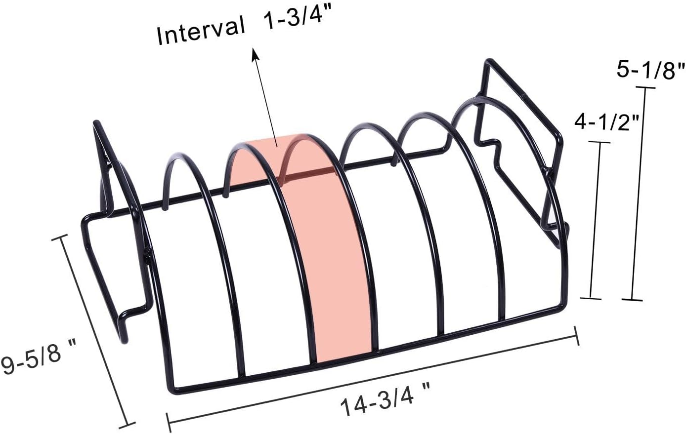 Royal Gourmet KL1404 Reversible Roasting Rib Rack, Black 14.8L x 9.5W x 5H