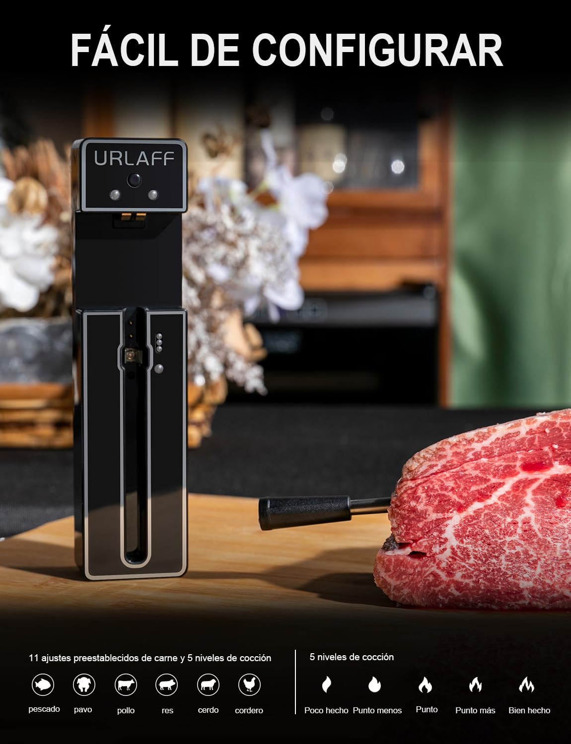 URLAFF MixStick 500FT Wireless Meat Thermometer | Digital Food Thermometer with Bluetooth 5.2, Smart Remote APP, IPX7 Probe | Smoker Accessories for Oven, Grilling, BBQ  Rotisserie