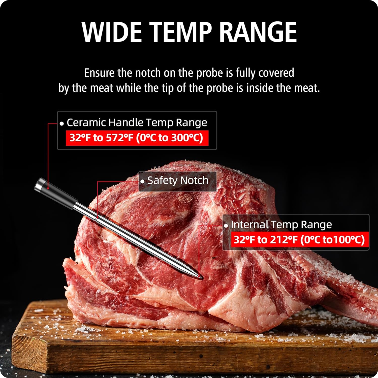 BFOUR Wireless Meat Thermometer with 2 Meat Probes, 328FT Smart Wireless Bluetooth Meat Thermometer with LCD Screen Booster, Meat Thermometer for Grilling Smoker BBQ Oven Rechargeable