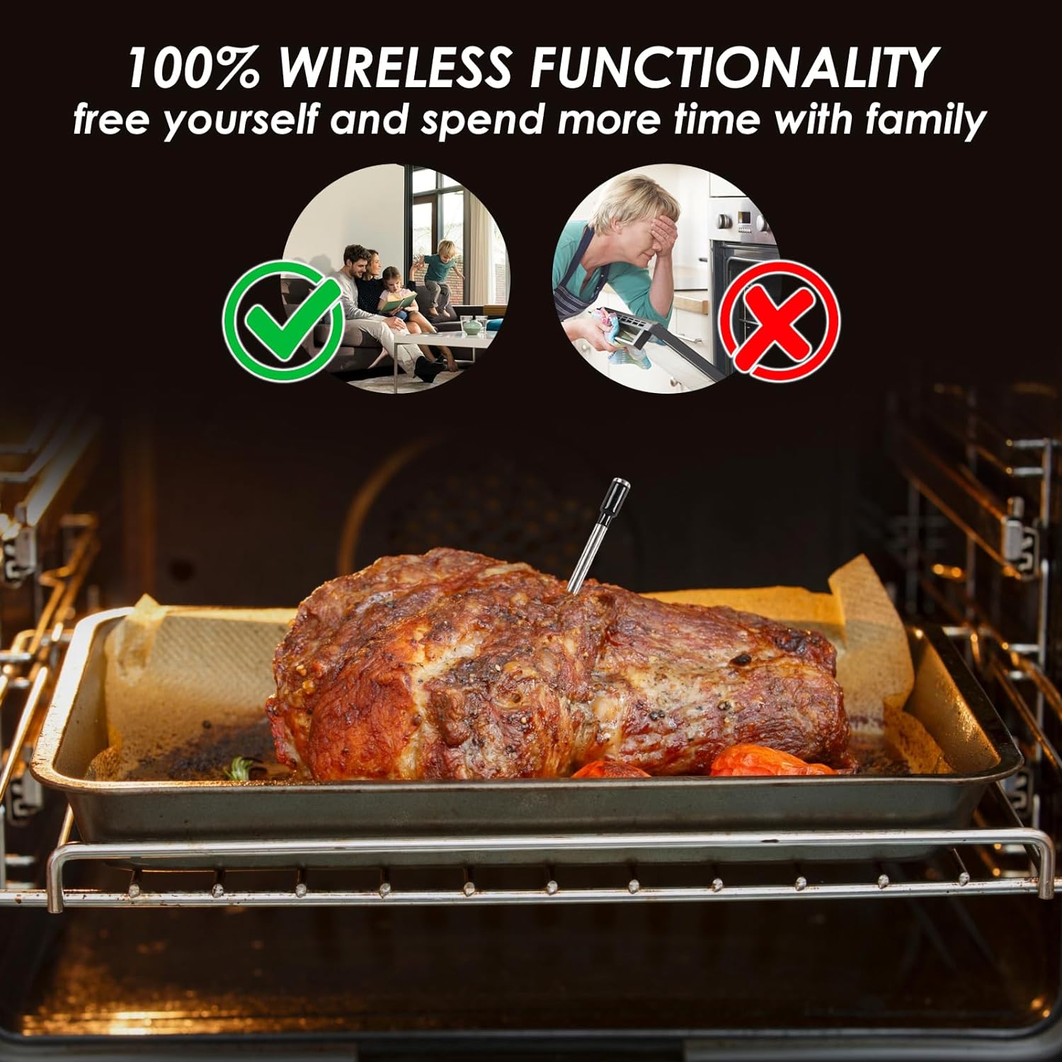 Bluetooth Wireless Meat Thermometer Grill BBQ Thermometer with iOS  Android App, Alarm, 500FT Digital Cooking Thermometer for Remote Monitoring of BBQ, Oven, Grill, Kitchen, Smoker, Rotisserie