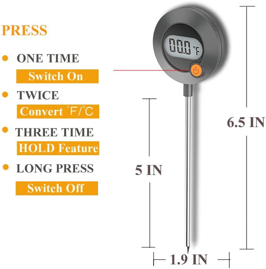 Cooking Thermometer Kitchen Thermometer Meat Thermometer Fast Instant Read Digital Food Thermometer with Magnet for Grilling BBQ Steak Baking Bread Cakes and Liquids