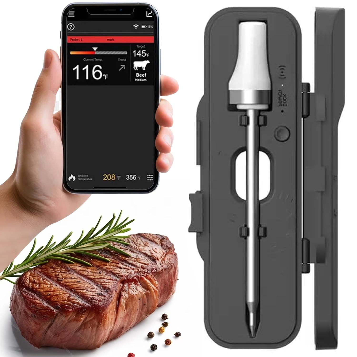 Nest  Co Wireless Meat and Grill Bluetooth Thermometer