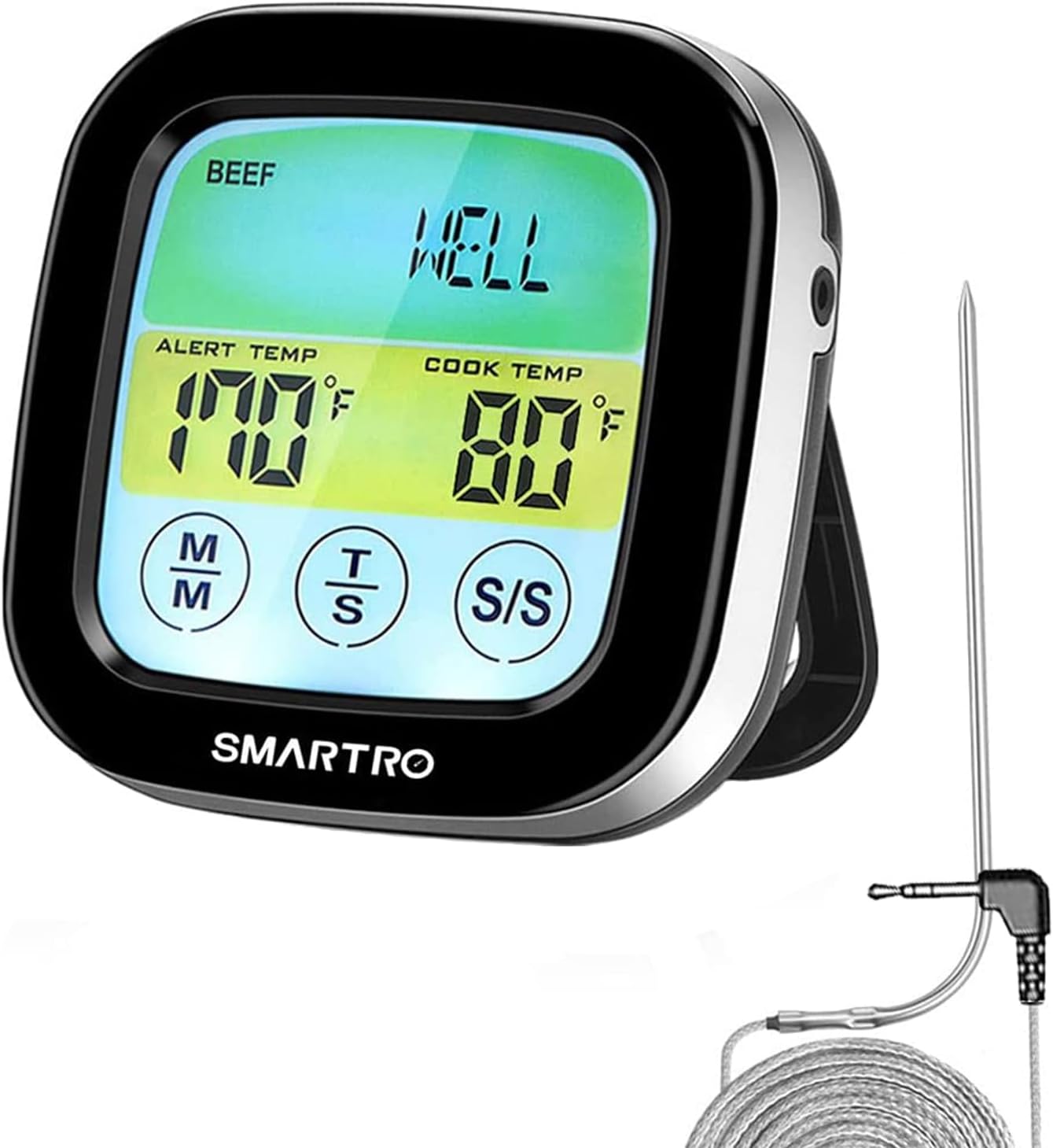 SMARTRO ST59 Digital Meat Thermometer for Oven BBQ Grill Kitchen Food Cooking with 1 Probe and Timer, LCD