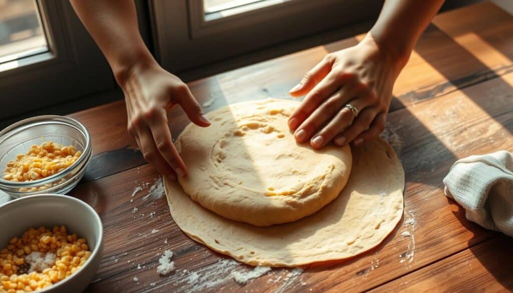 preparing masa dough