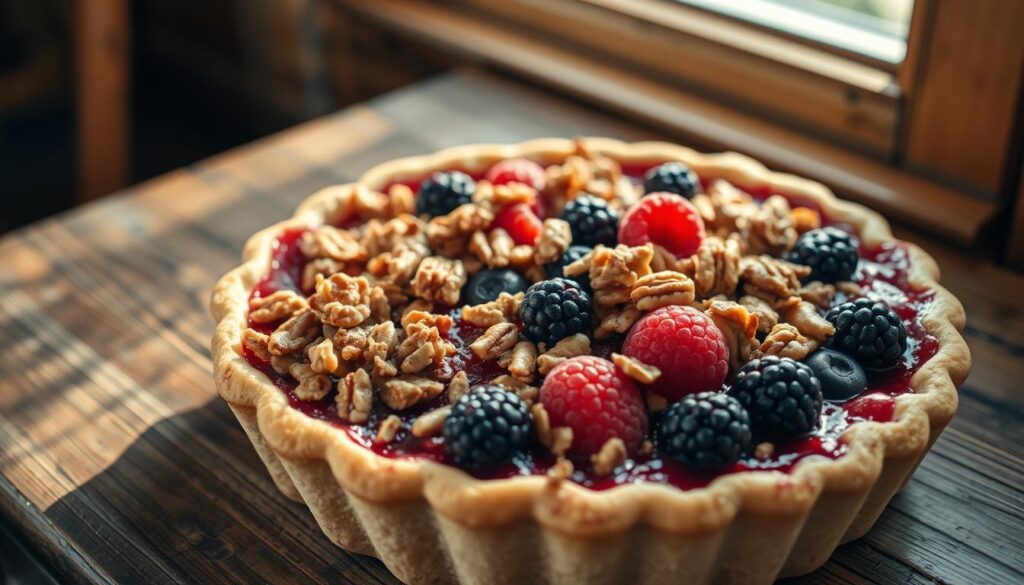 berry cobbler with walnut-pecan topping