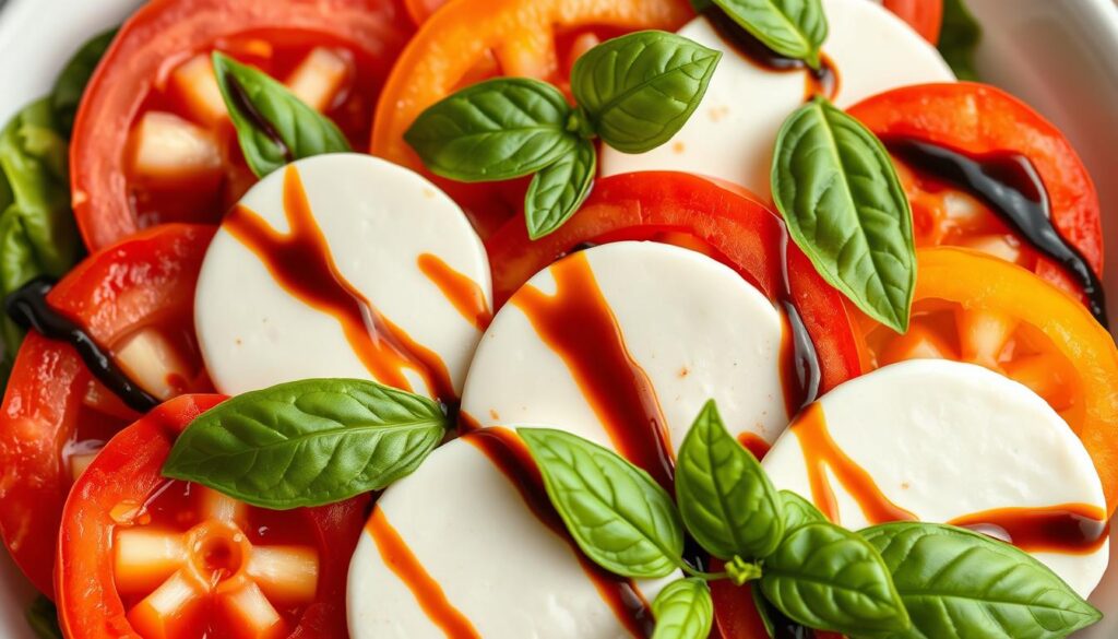 easy caprese salad with balsamic glaze