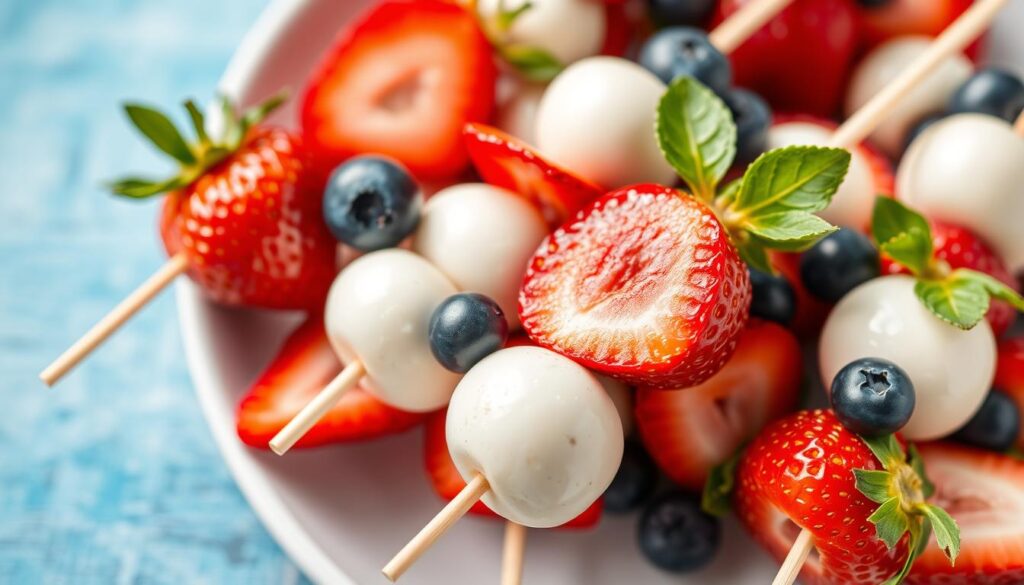 red white and blue fruit skewers